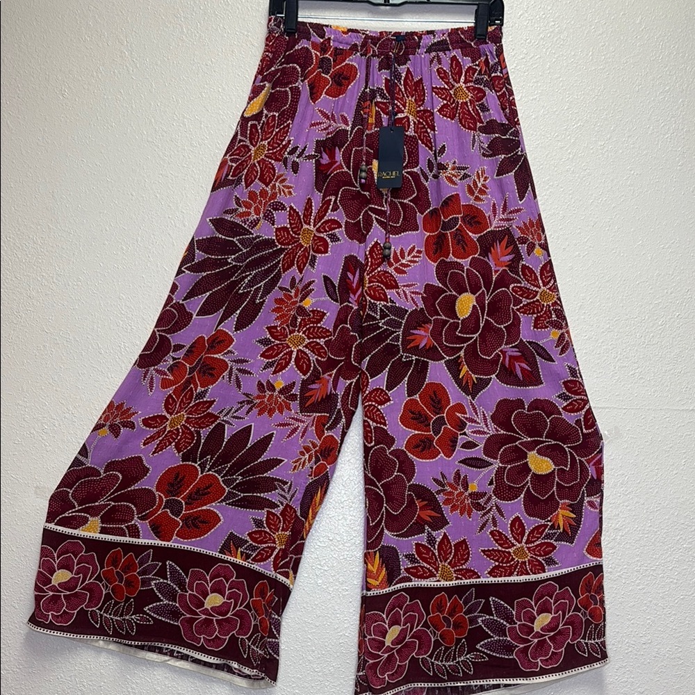 Rachel Roy NWT Floral Wide-Leg Pants in Purple and Red Woman’s Size S - Picture 1 of 6
